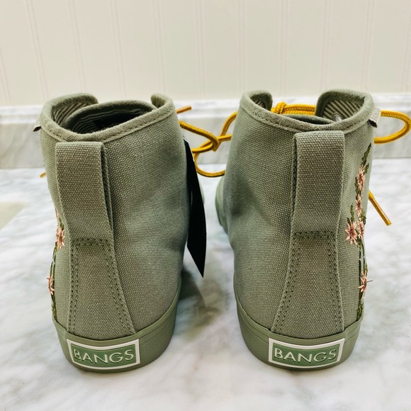 NWT BANGS Green Canvas Sneakers with Yellow Laces Size 8.5 - Picture 7 of 16